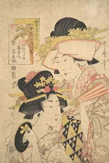 Teahouse girl and servant: Snow... late 18th century. Creator: Kitagawa Utamaro