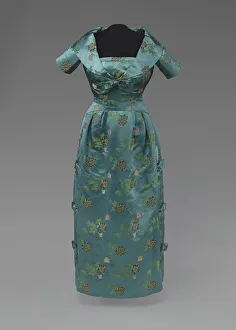 Jackets Prints: Teal blue dress and cropped jacket designed by Ann Lowe, 1950s. Creator: Unknown
