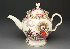 Teapot Depicting Aurora in a Chariot, Leeds, c. 1780. Creator: Unknown