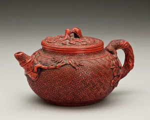 Intricately Prints: Teapot with plum and bamboo design, 1800s. Creator: Unknown
