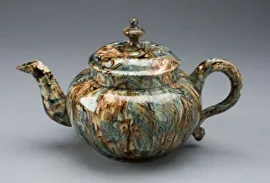 Teapot, Staffordshire, 1750 / 59. Creator: Staffordshire Potteries
