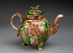 Marbled Prints: Teapot, Staffordshire, 1760 / 70. Creator: Staffordshire Potteries
