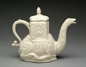 Camels Collection: Teapot, Staffordshire, c. 1745. Creator: Staffordshire Potteries