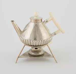 Dresser Christopher Prints: Teapot on Stand with Rechaud, Vienna, 1875 / 90. Creator: Christopher Dresser