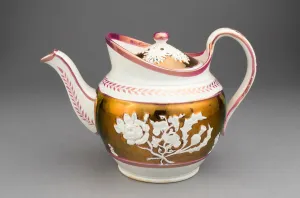 Lustreware Prints: Teapot with Symbols of England, Ireland, and Scotland, Staffordshire, c. 1830