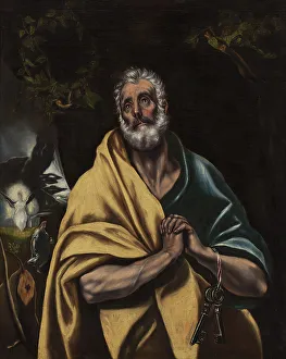 Popes Prints: The tears of Saint Peter, 1600. Creator: El Greco, Dominico (1541-1614)