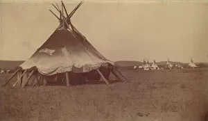 Plains Collection: Teepee in Native American Camp, 1880s-90s. Creator: Unknown