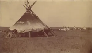 Plains Collection: Teepee in Native American Camp, 1880s-90s. Creator: Unknown