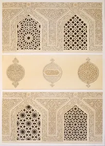 Stonework Prints: Tekih Cheik Hacen Sadaka, or the Funerary Mosque of Sultan Hassan, Cairo, pub. 1877