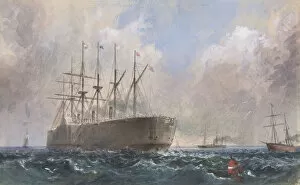Telegraph Cable Fleet at Sea, 1865, 1865-66. Creator: Robert Charles Dudley