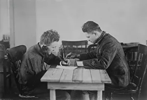 Learning Prints: Telegraph lesson - crippled soldiers, 06 Feb 1919. Creator: Bain News Service