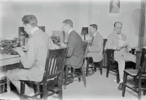 Democratic Party Prints: Telegraph Room, Dem. Nat Comm'ee, between c1915 and c1920. Creator: Bain News Service