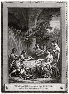 Telemachus accompanied by Mentor, relates his Adventures to Calypso, 1774. Artist: J Collyer