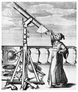 Johannes Hewel Prints: Telescope from Selenographia, 1647 (1956)