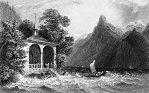 Tells Chapel, Lake Uri, Switzerland, 1836.Artist: R Wallis
