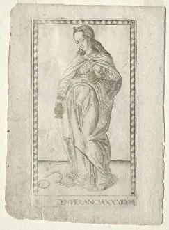 Ferrara Prints: Temperance (from the Tarocchi, series B: Cosmic Principles & Virtues, #34), before 1467