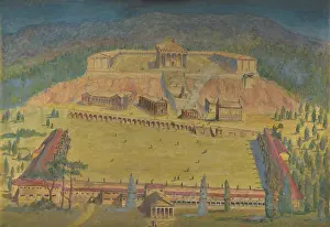 1906 Prints: Temple of Aesculapius at Cos, with a key to the buildings and a fragment of the Stoa