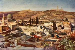Mount Olivet Prints: The Temple Area and the Mount of Olives from Mount Zion, 1902. Creator: John Fulleylove