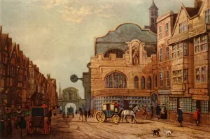 Clock Prints: Temple Bar and St. Dunstans Church, c1750, (1945). Creator: Unknown