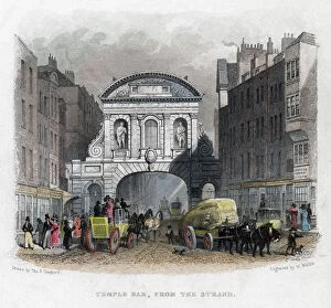 Images Dated 24th April 2007: Temple Bar, from the Strand, London, 1829.Artist: W Wallis