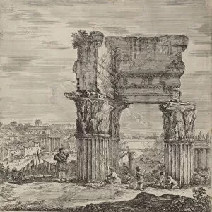 Archaeological Collection: Temple of Concord and Roman Forum, 1656. Creator: Stefano della Bella