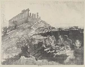 Pennell Joseph Gallery: The Temple of Concord on the Wall, Girgenti, 1913. Creator: Joseph Pennell