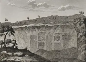 Temple of Diana that Morales recognized in the Almudejo hill, Guadalajara province, Spain, 1852. Creator: Antonio Roca Sallent