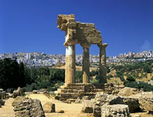 Precarious Prints: Temple of Diosuri, Agrigento, Sicily, Italy. Agrigento town behind