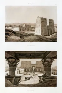 Hector Prints: Temple facade and interior, Edfu, Egypt, 1841. Artist: Himley