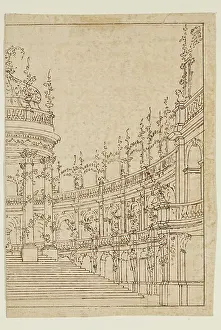 Brown Ink Prints: The Temple of Flora, 18th century. Creator: Bernardino Galliari