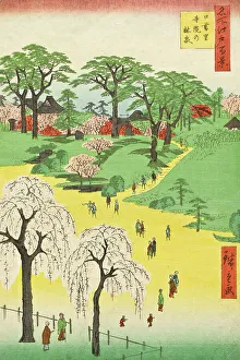 Temple Gardens, Nippori (Nippori jiin rinsen), 1857. Creator: Ando Hiroshige