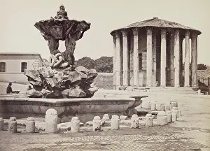 Water Fountain Prints: Temple of Hercules Victor and Fountain of the Tritons, late 19th century. Creator: Unknown