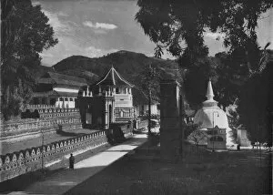 Maha Nuvara Gallery: The Temple of the Holy Tooth and Dagoba, Kandy, Ceylon, c1890, (1910)