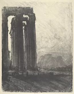 Acropolis Gallery: Temple of Jupiter, Evening, 1913. Creator: Joseph Pennell