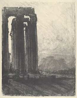 Acropolis Prints: Temple of Jupiter, Evening, 1913. Creator: Joseph Pennell