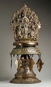 Bosatsu Prints: Temple Lamp with the Buddhist God Chintamani Lokeshvara and Attendants