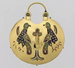 Cloisonne Gallery: Temple Pendant with Two Birds Flanking a Tree of Life (front)... Kievan Rus, ca