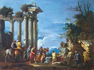 Milanese School Collection: A temple ruin with Pythagoras Emerging from the Underworld, Second Half of the 17th cen
