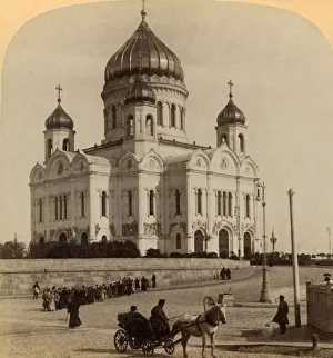 Domes Prints: Temple of Our Saviour, the greatest Church in Moscow, Russia, 1898