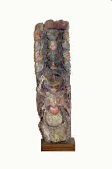 Vishnu Prints: Temple Strut Fragment with Boar God, Varaha, 15th century. Creator: Unknown