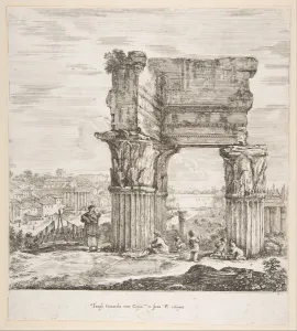 The Temple of Vespasian and the Roman Forum, from Six large views, four of Rome The Temple of Vespasian and the Roman Forum, from Six large views, four of Rome