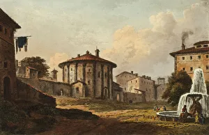 Aquatinthand Coloured Aquatint On Paper Gallery: Temple of Vesta, plate nineteen from the Ruins of Rome, published October 1, 1796