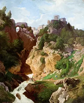 Etruria Prints: Temple of Vesta in Tivoli, 1858. Creator: Awit Szubert