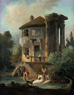 Bending Gallery: The Temple of Vesta at Tivoli, Rome, 1831. Artist: Landelot-Theodore Turpin de Crisse