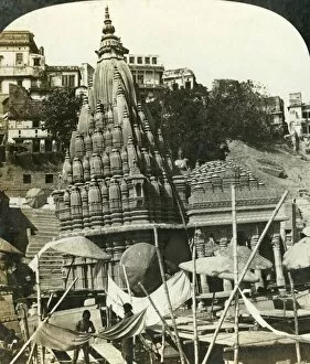 Temples on the Banks of the Ganges, Benares, India, c1909. Creator: George Rose