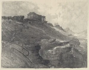 Pennell Joseph Prints: The Temples on the Wall, Girgenti, 1913. Creator: Joseph Pennell