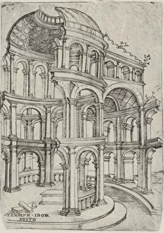 Cross Section Gallery: Templum Idor Egito, from a Series of 24 Depicting (Reconstructed) Buildings f... Plate ca