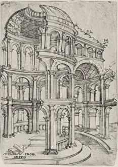 Cross Section Prints: Templum Idor Egito, from a Series of 24 Depicting (Reconstructed) Buildings f