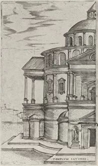 Porch Gallery: Templum Saturni, from a Series of 24 Depicting (Reconstructed) Buildings from... Plate ca. 1530-50