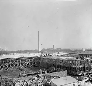 Brick Wall Prints: Temporary Building, Under Construction...Washington, D.C. 1917. Creator: Unknown